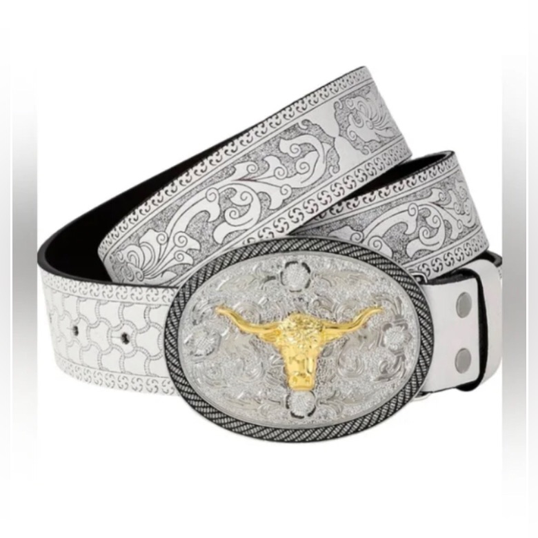 0189 01533 Women's Vintage Western Leather Buckle Belt